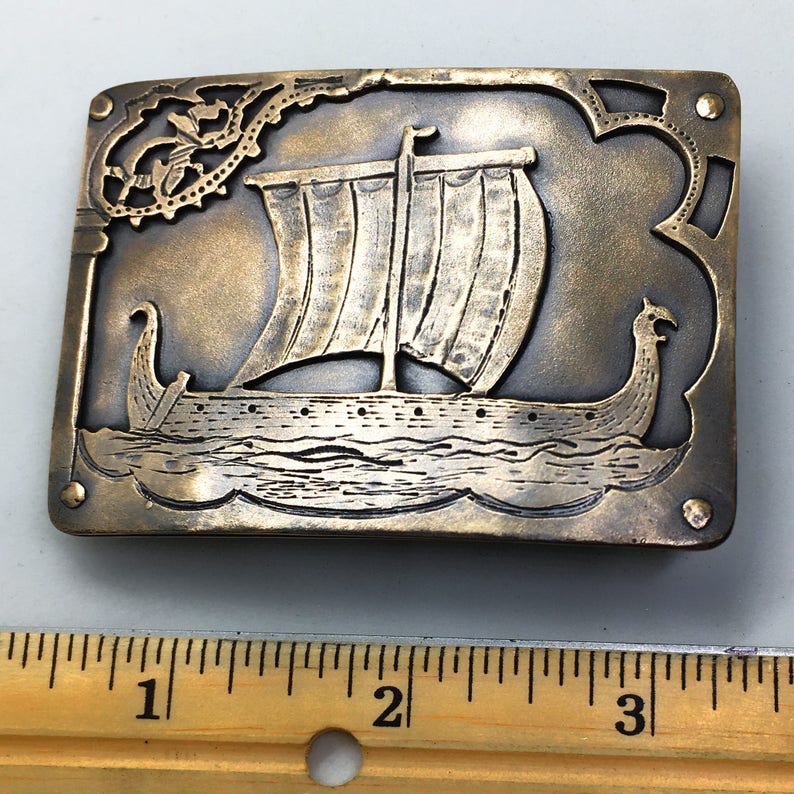 Viking Ship Belt Bucklebronze Belt Buckle Etsy