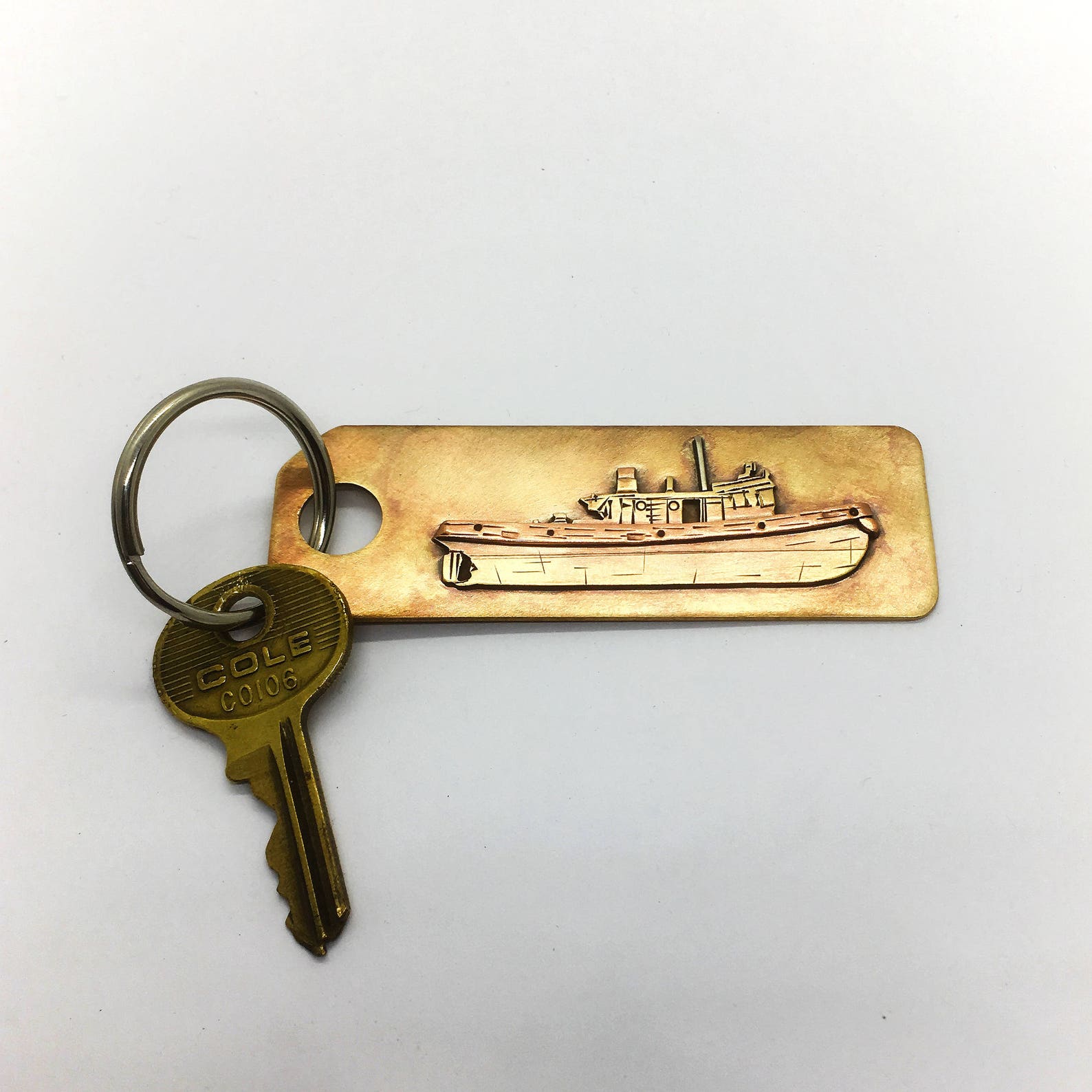 Tug Boat Keychain Hand Made Brass and Copper Tug Boat Key Etsy
