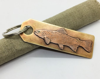Brook trout key chain hand made fishing gift