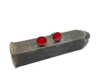 Pendientes de esmalte rojo: pendientes circulares de cobre