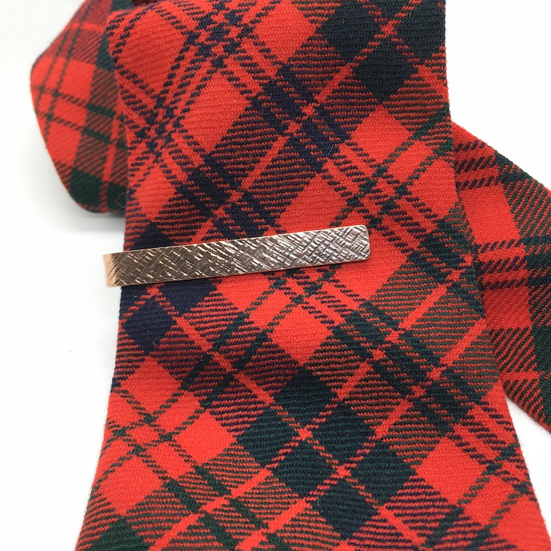 Copper Tie Clip With Cross Hatch Hammered Texture Etsy