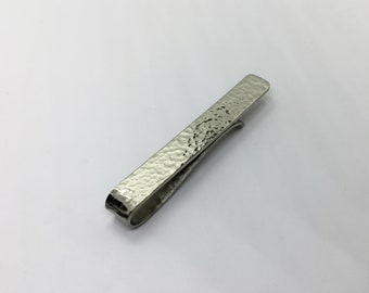 Nickel silver hammered tie clip