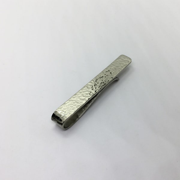 Nickel silver hammered tie clip