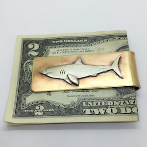 Great white shark money clip, hand made shark money clip image 1