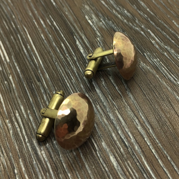 hammered bronze cuff links
