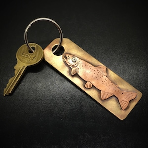 Rainbow trout key chain hand made fishing gift