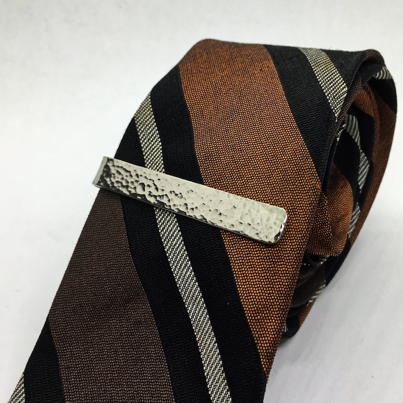 Nickel silver hammered tie clip