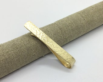 Hammered brass tie clip