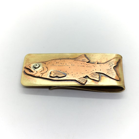 Lake trout bronze money clip hand made fishing money clip Etsy