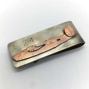 B-24 bomber money clip  hand made world war 2 airplane money clip