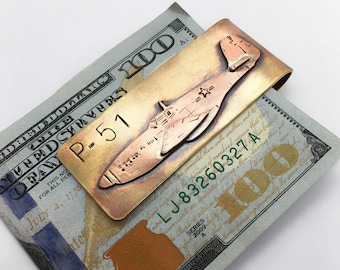P-51 mustang airplane money clip