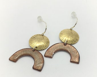 white and gold enamel earrings