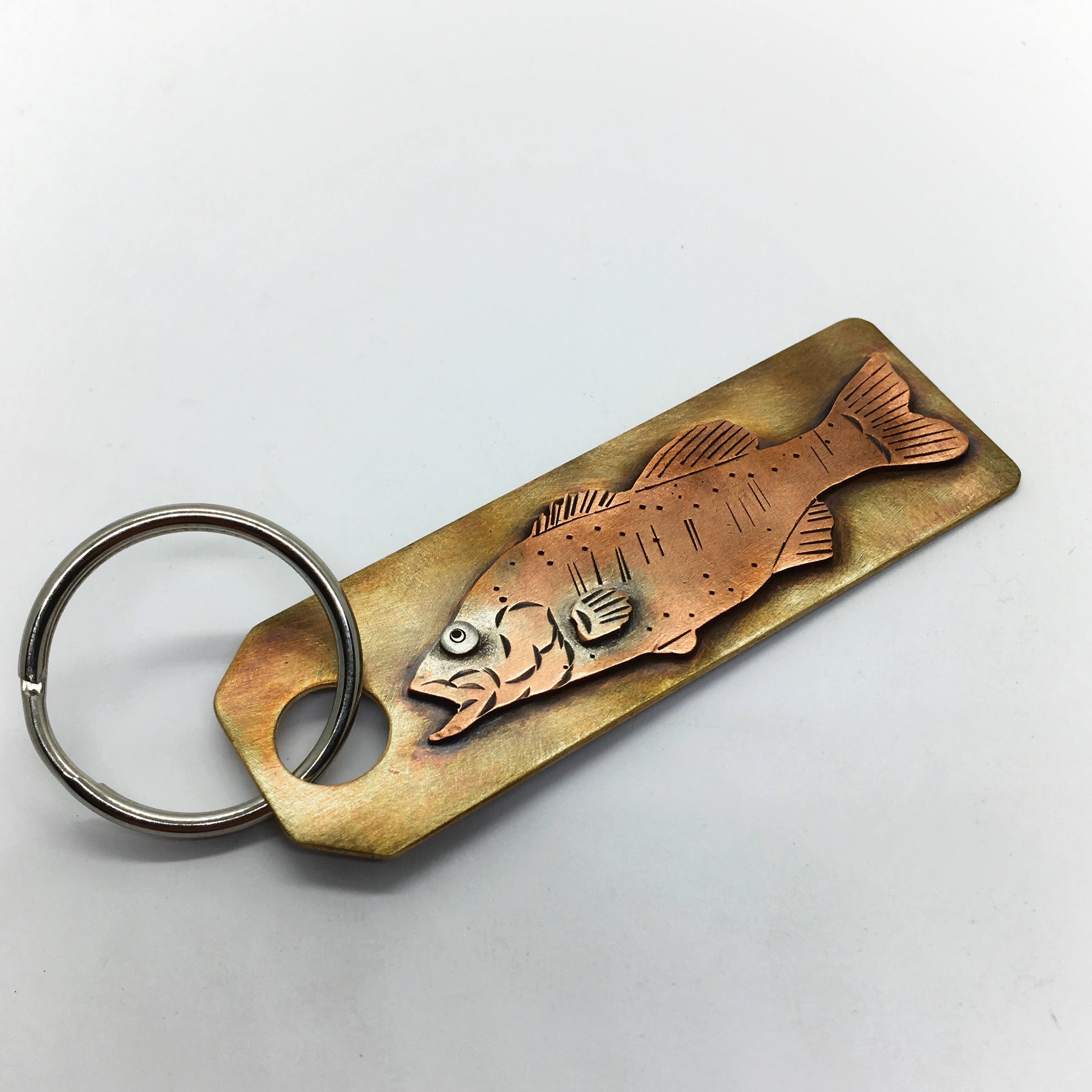 Large mouth bass keychain hand made fishing gift Etsy