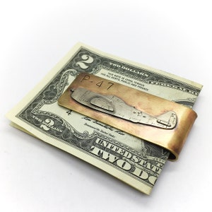 P-47 money clip world war two airplane hand made money clip