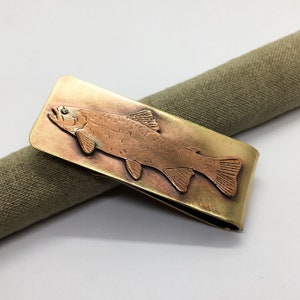 Brook trout hand made  money clip fly fishing gift