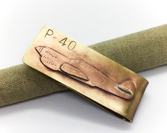 P-40 Warhawk airplane money clip