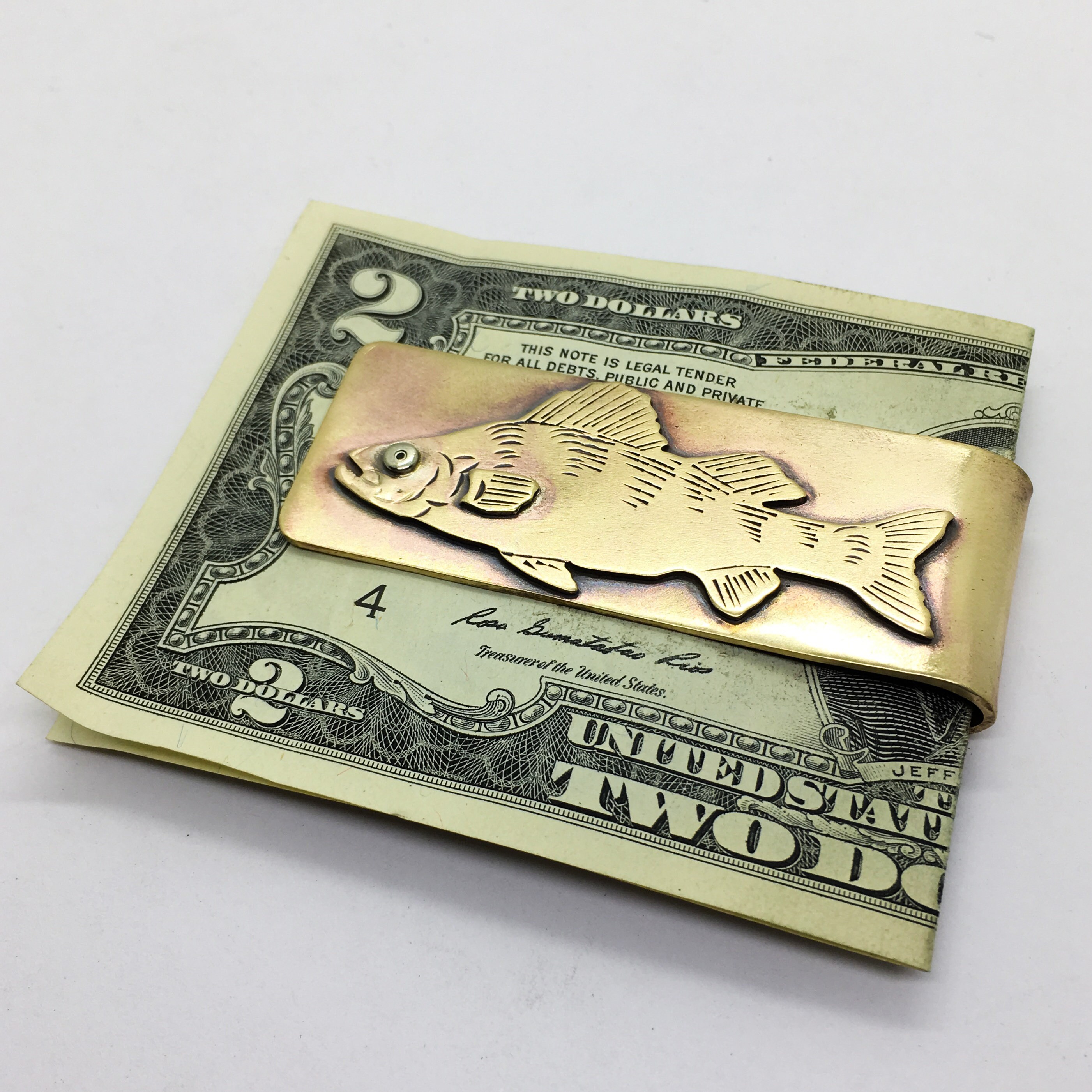 Yellow perch hand made fish money clip Etsy