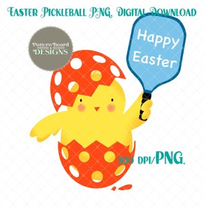 Pickleball Easter Chick Digital Download PNG
