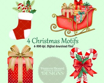 Digital Download Holiday CHRISTMAS MOTIFS Clip-art in PNG. format