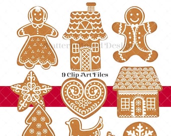 Digital Download GINGERBREAD 9 Pc. PNG. Set