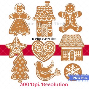 Digital Download GINGERBREAD 9 Pc. PNG. Set