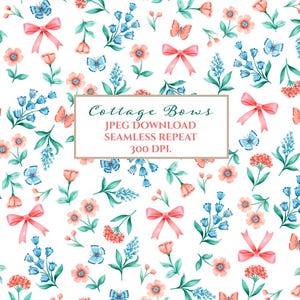 1-Digital Download Cottage Bow JPEG Formatted art, seamless repeat, kraft papers,fabrics