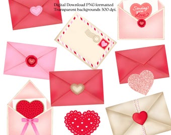 10 Digital Images VALENTINE'S Letters and hearts