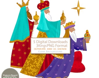 Three KINGS Digital Download PNG format, teachers, Church krafts, Holiday krafts and cards,sunday school projects