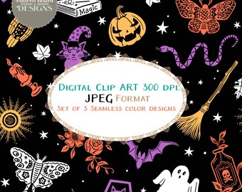 DIGITAL Halloween Paper Pack of 3 seamless repeat 14 inches