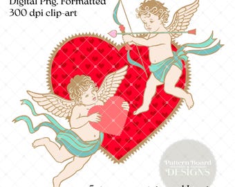Valentines Cherubs DIGITAL DOWNLOAD 5 clip art