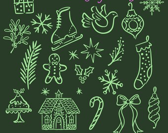 Digital Christmas PNG/SVG/JPEG Download,Whimsey Holiday Handrawn