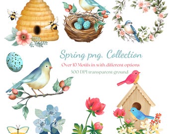 Set of 10 Digital SPRING MOTIFS clip art scrapbooking,cards,DIY