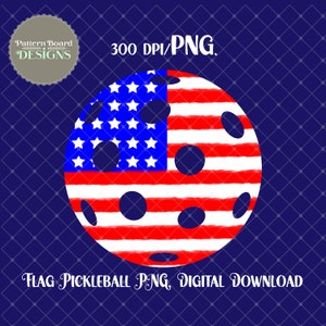 American Flag Pickleball PNG. Clip Art 300 dpi.