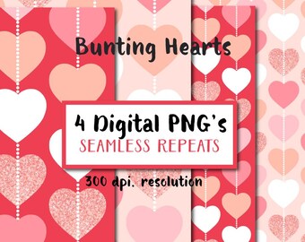 Digital Download Hearts seamless papers, Cricut crafts JPEG Seamless Repeat papers