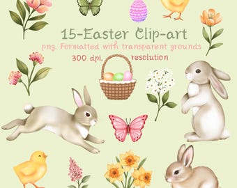 15 Easter Clip Art images png. format school easter DIY