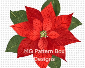 Digital Watercolor Poinsettia Clip Art