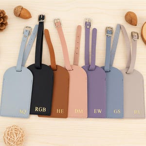 Personalized Vegan Leather Luggage Tag, Custom Luggage Tag, Engraved Monogram Luggage Tag, Suitcase Tag, Wedding Party Favors, Travel Gifts