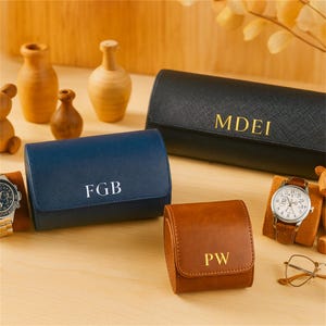 Personalized Leather Watch Box,Watch Roll for 3 Watch,Wedding groomsmen gift,Men Watch Travel Case,Gift for him,Engraved Travel Watch Holder