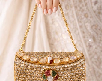 Luxury Kundan Crystal Clutch