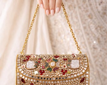 Multicolor Kundan Clutch Bag