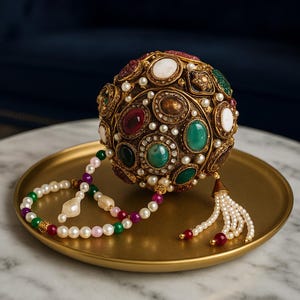 Luxury Multicolor Bridal Potli Clutch | Handmade Embellished Round Purse | Pearl Beaded Handle | Kundan & Crystal Sphere Bag | Indian Pakist