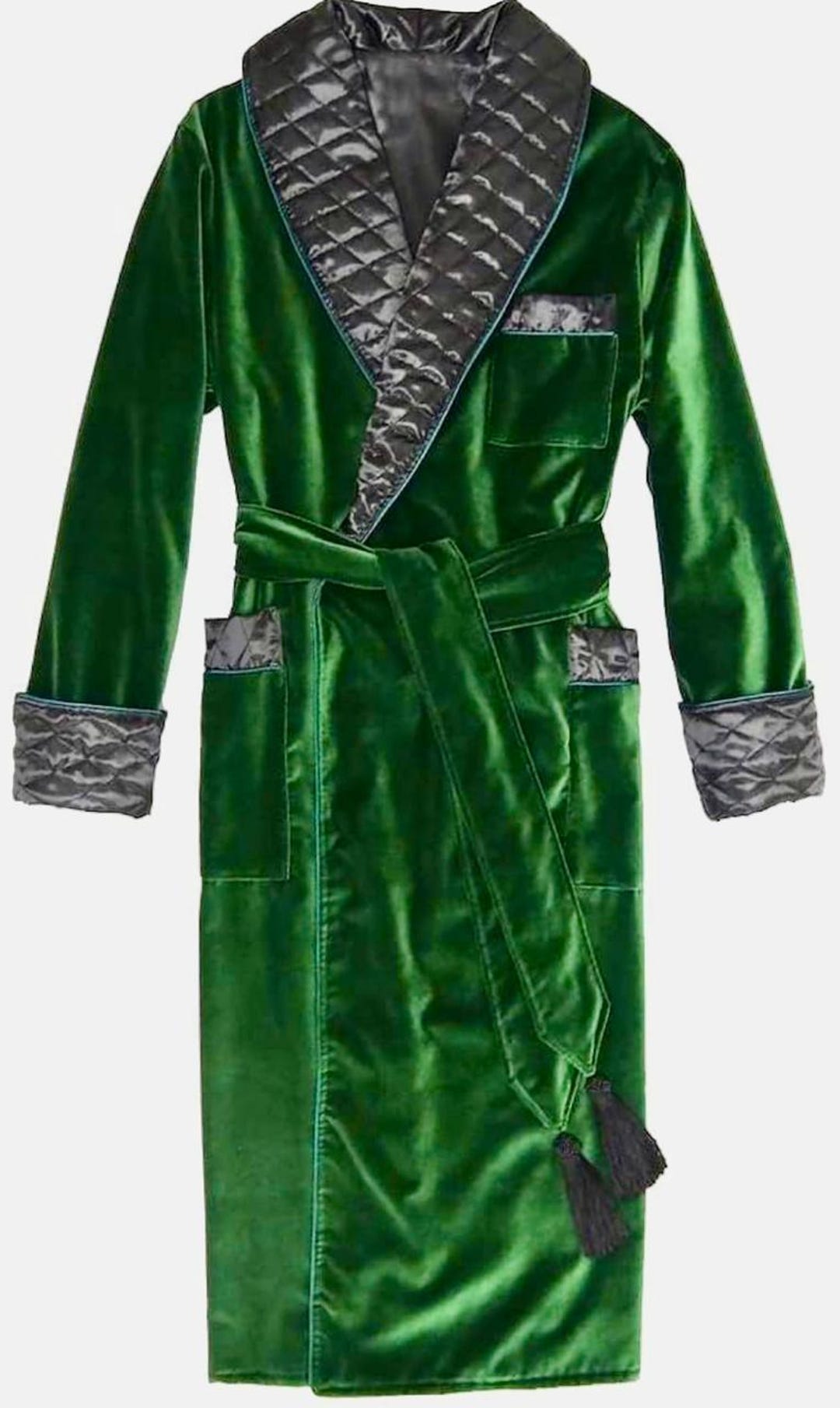 Jacket Like A Robe Mens Long Robes Green Smoking Jacket Evening Wear Black Satin Quilted ...