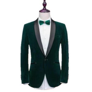 Mens Tuxedo Designer Jackets Tuxedo Party Wear Green Velvet Jacket Shawl Lapel Blazer Groomsmen Coat  Party Wear Jacket Blazergreen colour