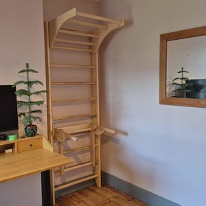 Wooden Wall Stall Bars for Adults with Adjustable Pull up Bar and Dip Bar - Best for Adults and Kids