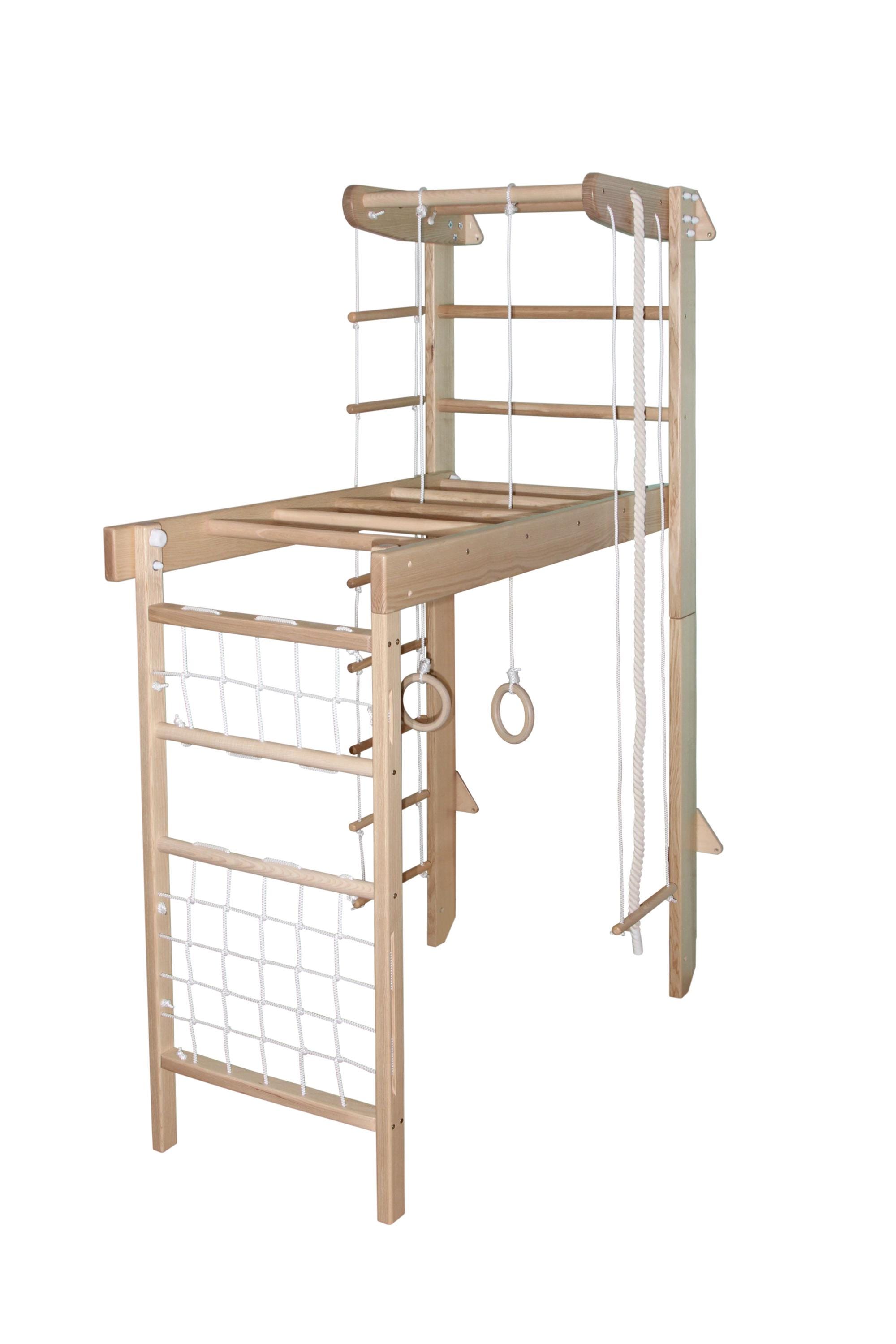 Bars And Ropes Indoor Wooden Play Gym for Kids | Foldable Climbing Set With Monkey Bar ...