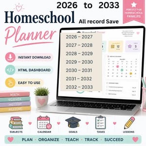 Homeschool Planner HTML Dashboard | Assignment Tracker (Back to School)