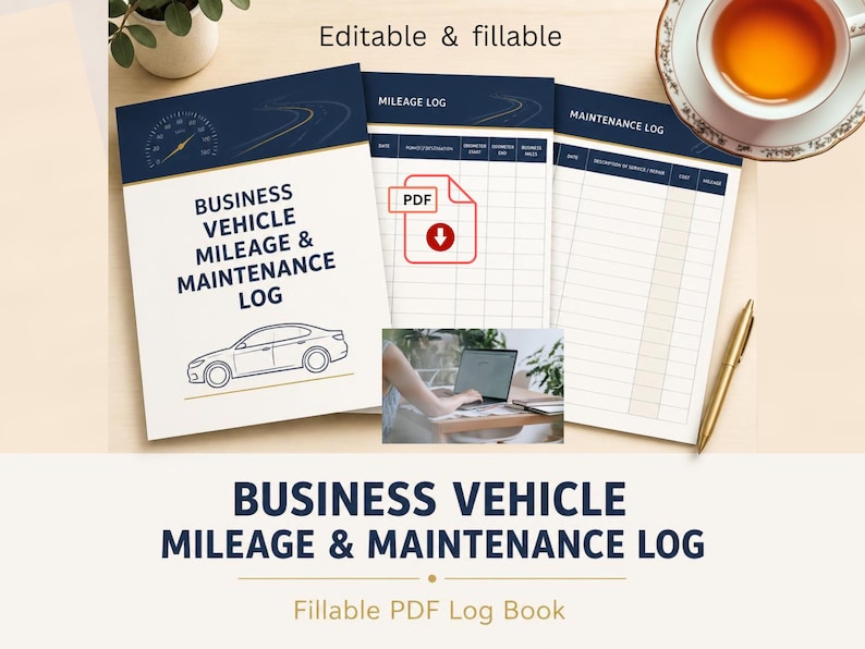 Business Vehicle Mileage Log, Maintenance Tracker, Expense Log ...