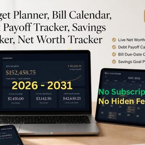 Planificador de presupuesto interactivo, calendario de facturas, seguimiento del pago de deudas (descarga en HTML)