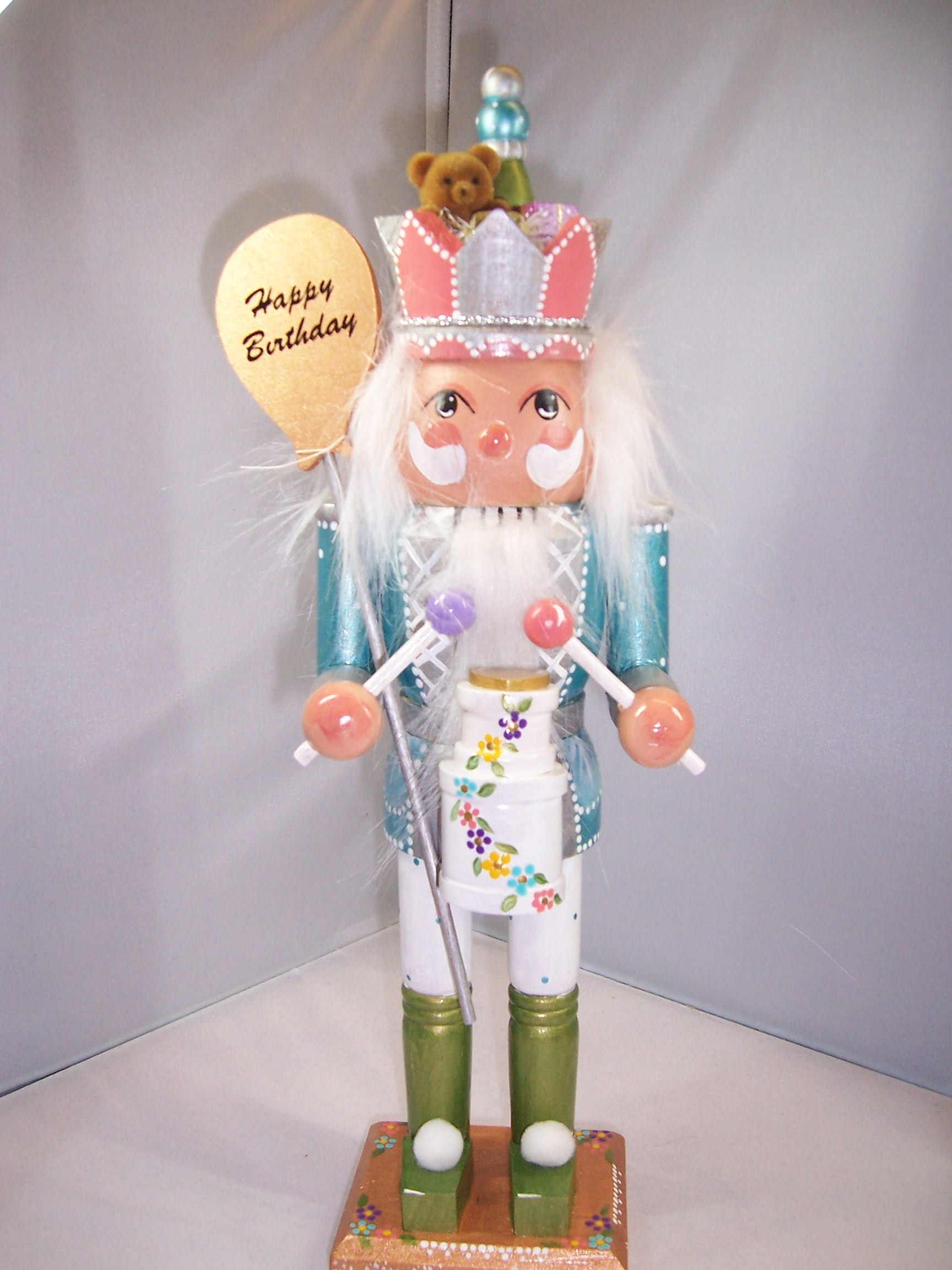 Pink Happy Birthday Hand Painted Nutcracker