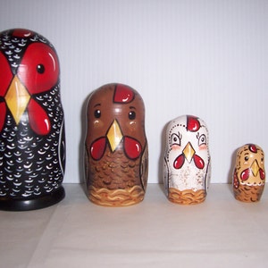 Hand painted Chicken Collection stacking nesting doll set